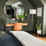 Modern Dark Leafy Green Bedroom Wall