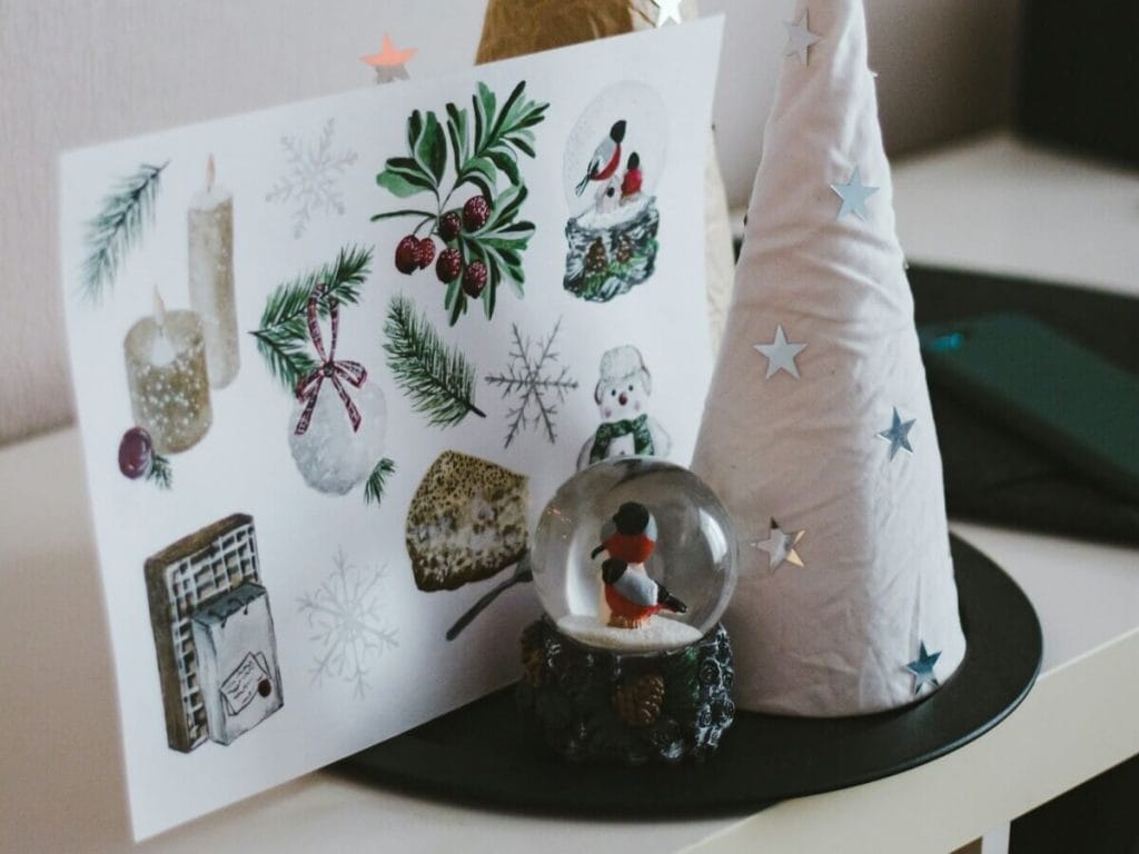 Christmas Card and Snow Globe Display