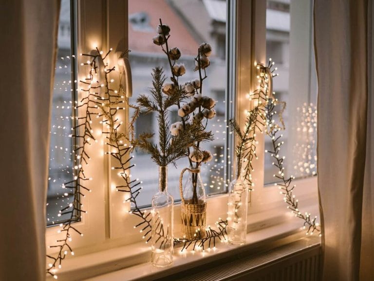 Window Decor with Twinkle Lights