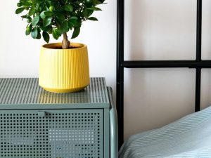A cozy bedroom corner with smart styling and slimline storage